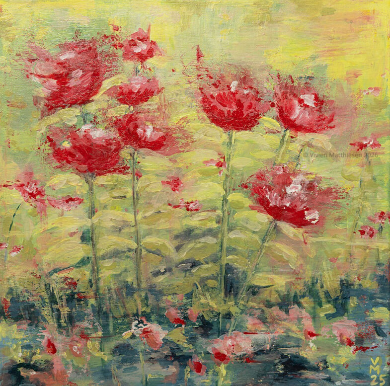 "Blumenwiese im Wind", Acryl auf Leinwand, 40 x 40 cm, 2025